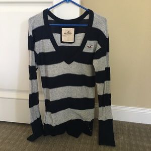 Long Sleeve V-Neck Striped Sweater